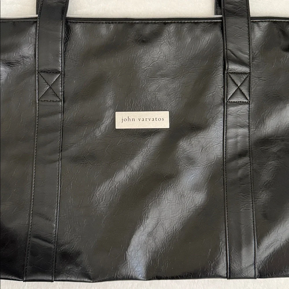 John Varvatos | Faux Leather Weekender Travel Duffel Tote Bag Shoulder Strap - Picture 5 of 16